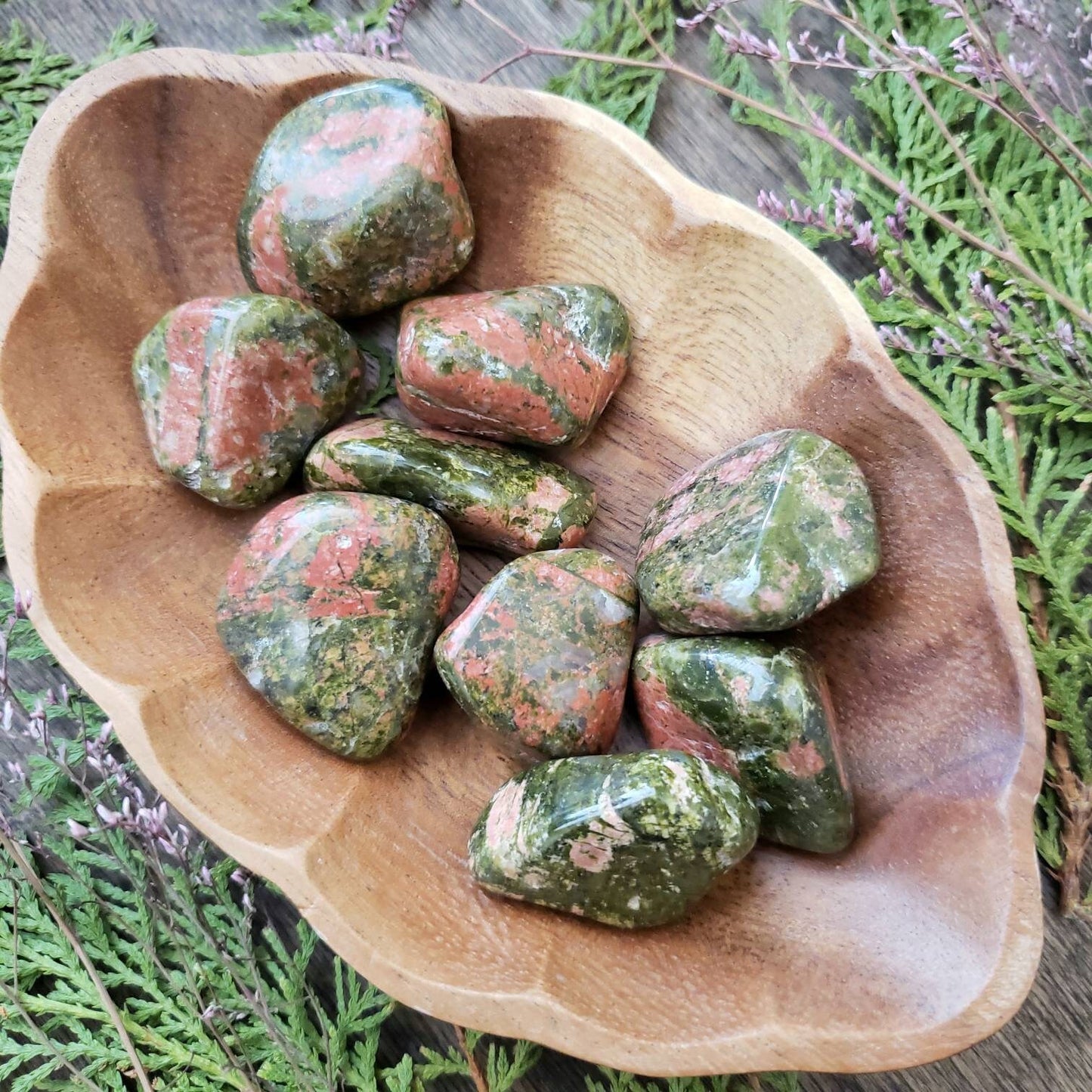 Unakite Tumbled Crystal | Grid Gemstone | Natural Gemstones | Meditation | Crystal Grids | Magick | Altar Tool | heart Chakra