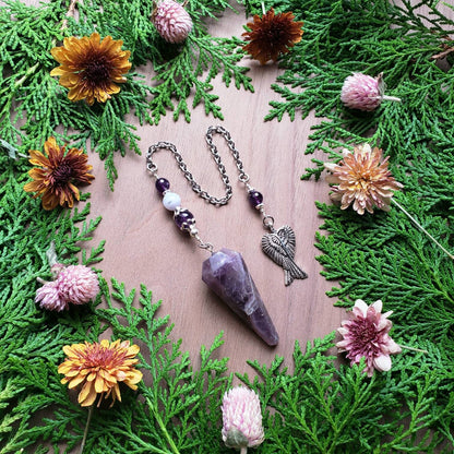 Amethyst Angel wing Pendulum | Purple stone | Psychic ability | intuition | divination | scying | dowsing |