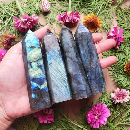 Flashy Labradorite Tower - Third Eye Chakra | Magical power | intuition obelisk | crystal point wand | clairvoyance | telepathy