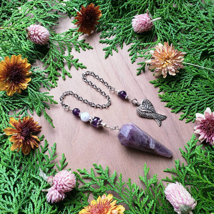 Amethyst Angel wing Pendulum | Purple stone | Psychic ability | intuition | divination | scying | dowsing |