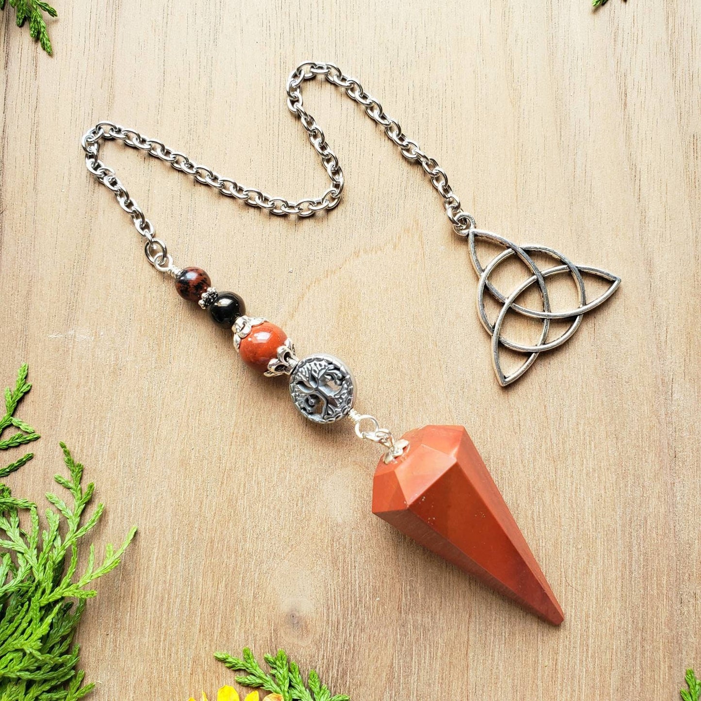 Red Jasper Triquetra Pendulum | divination | scying | dowsing |