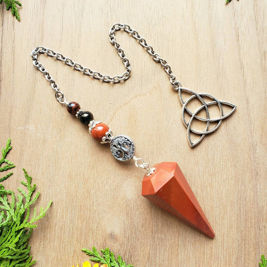 Red Jasper Triquetra Pendulum | divination | scying | dowsing |