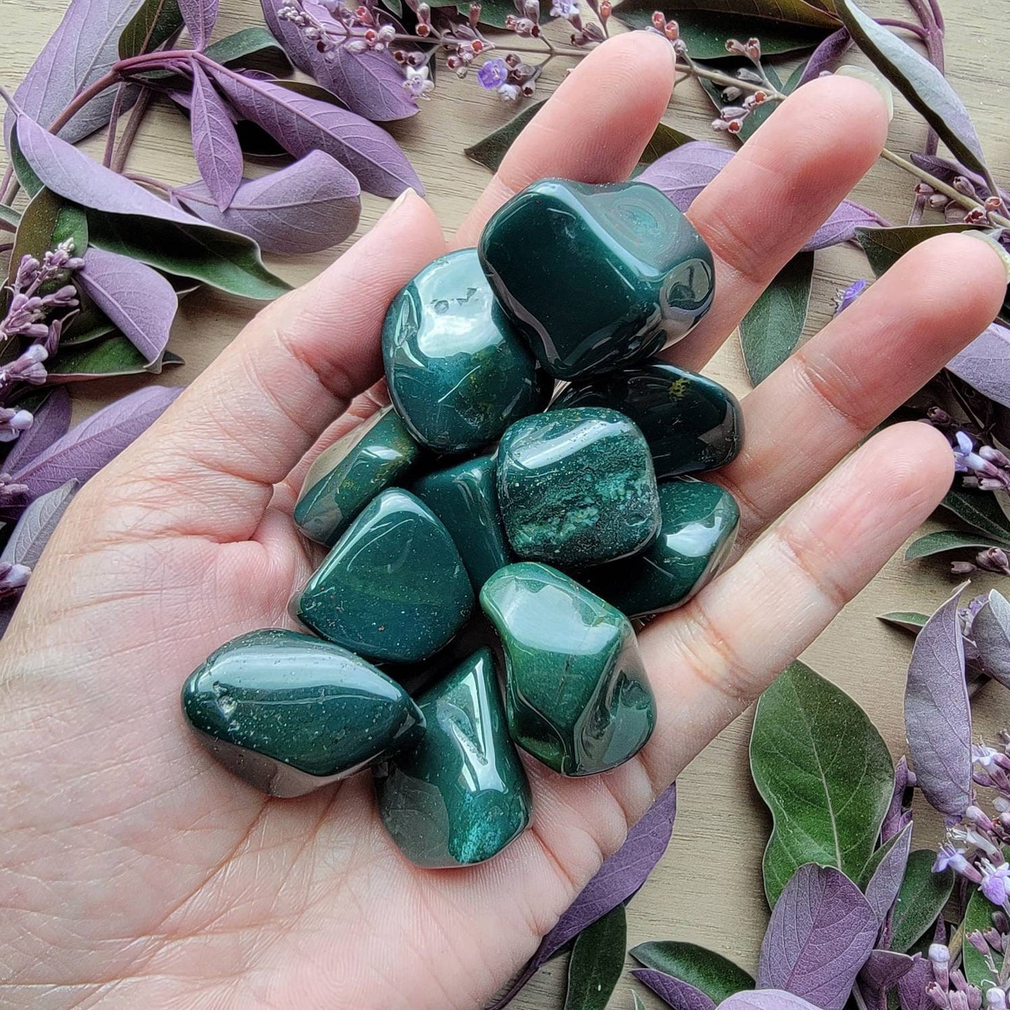 Bloodstone Tumbled Crystal | Grid Gemstone | Natural Gemstones | Meditation | Crystal Grids | Magick | Altar Tool |