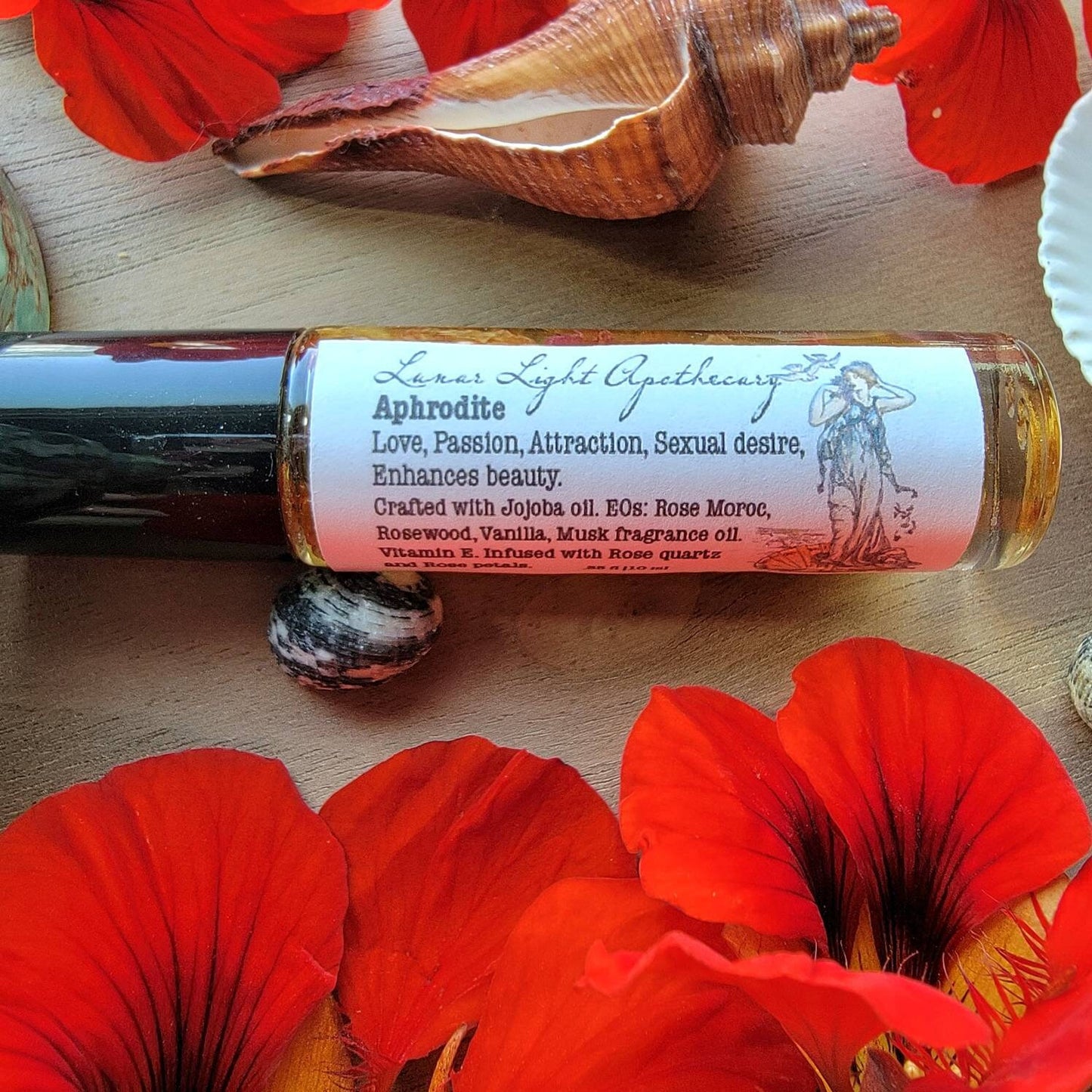 Aphrodite rollon oil | Attract love | Attention | Ritual oil | Spring scent | Fertility | Rosewood | manifest | Creativity | increase energy