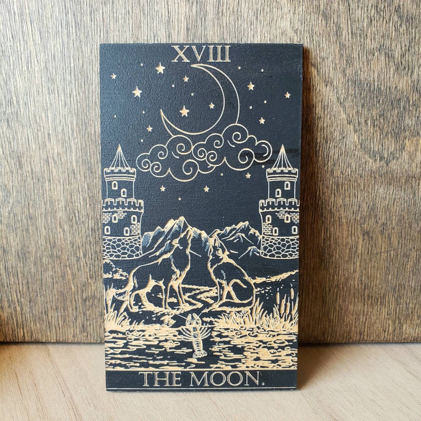 THE MOON. wood tarot card | Divination card | Oracle card |