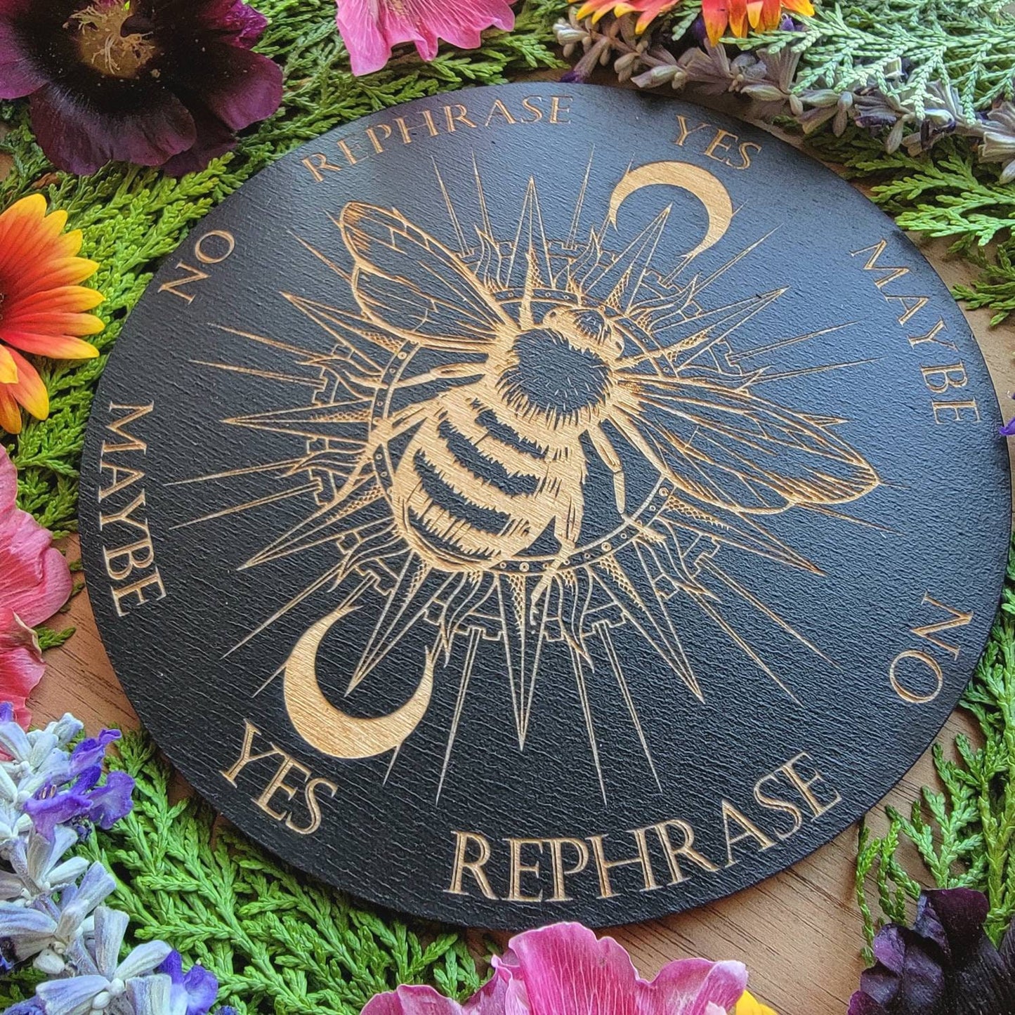 Bee the Sun wood pendulum board | laser engraved | divination | altar tile | scrying | divination | dowsing