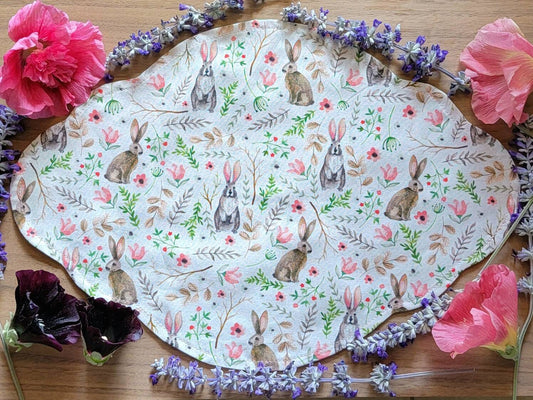 Spring Field Bunnies Altar cloth for divination | equinox | Victorian Style Cottage Core | Double sided | Daily tarot spread | small space