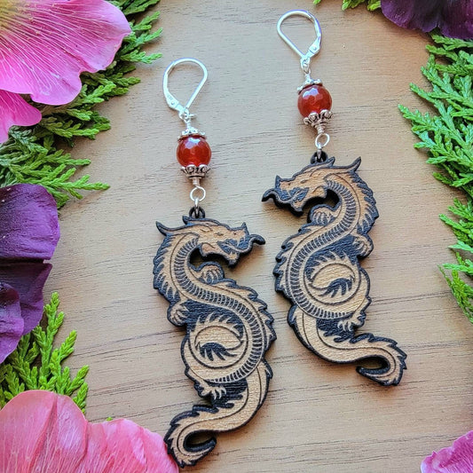 Dragon Spirit Carnelian drop Earrings | Year of the Dragon | Dragon Spirit Animal | Animal total | Spirit Guide | Spirit Messenger