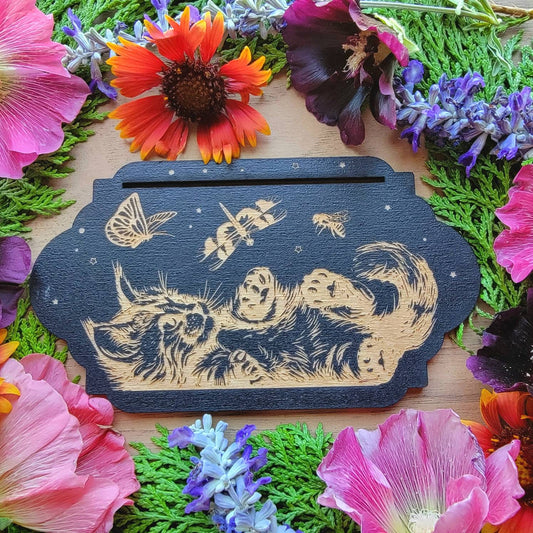 Kitten Tarot card stand | laser engraved | divination | Oracle card display | Affirmation card holder | Gift for witch |