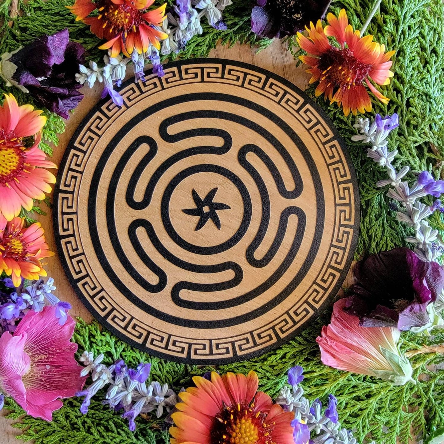 Hekate Wheel Altar tile wood board | laser engraved | Honoring the Goddess | altar tile