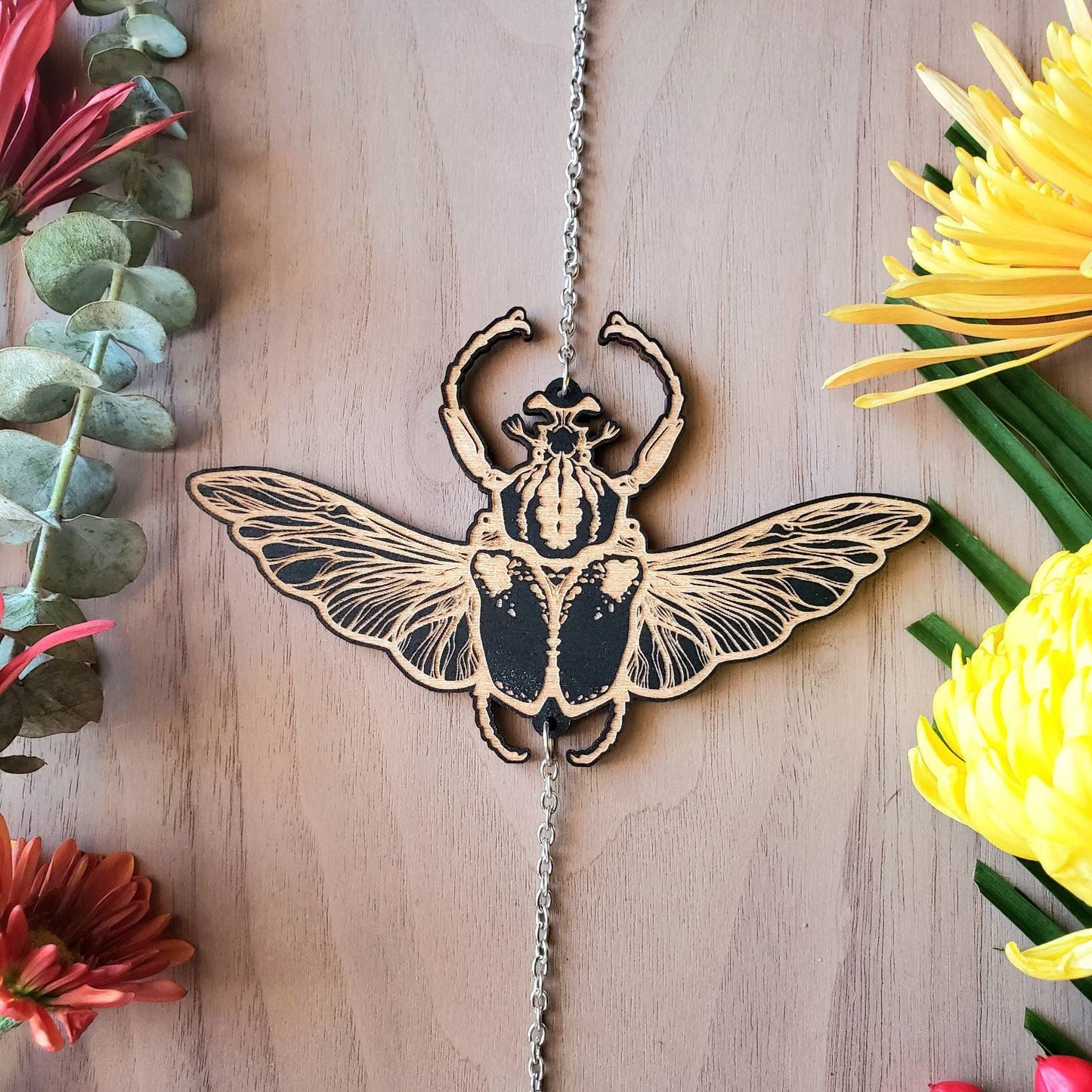 Insect Garland wood wall hanging decor | Hawkmoth | Luna Moth | Winged Beetle | Death head moth |Wood Wall art | Witchy decor |