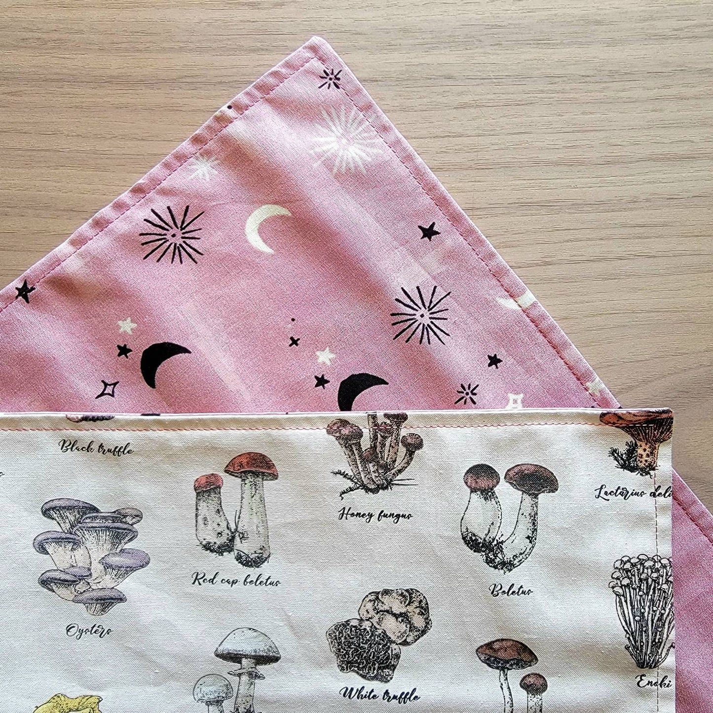 Mushroom Altar cloth for divination | Moon and Stars | Celestial | Double sided | Daily tarot spread | small altar space |