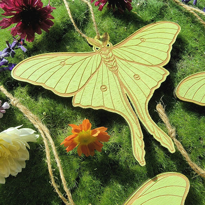 Luna Moth wood ornament | wood wall Art |Green Moth | Actias Luna | American moon moth | giant silk moth |