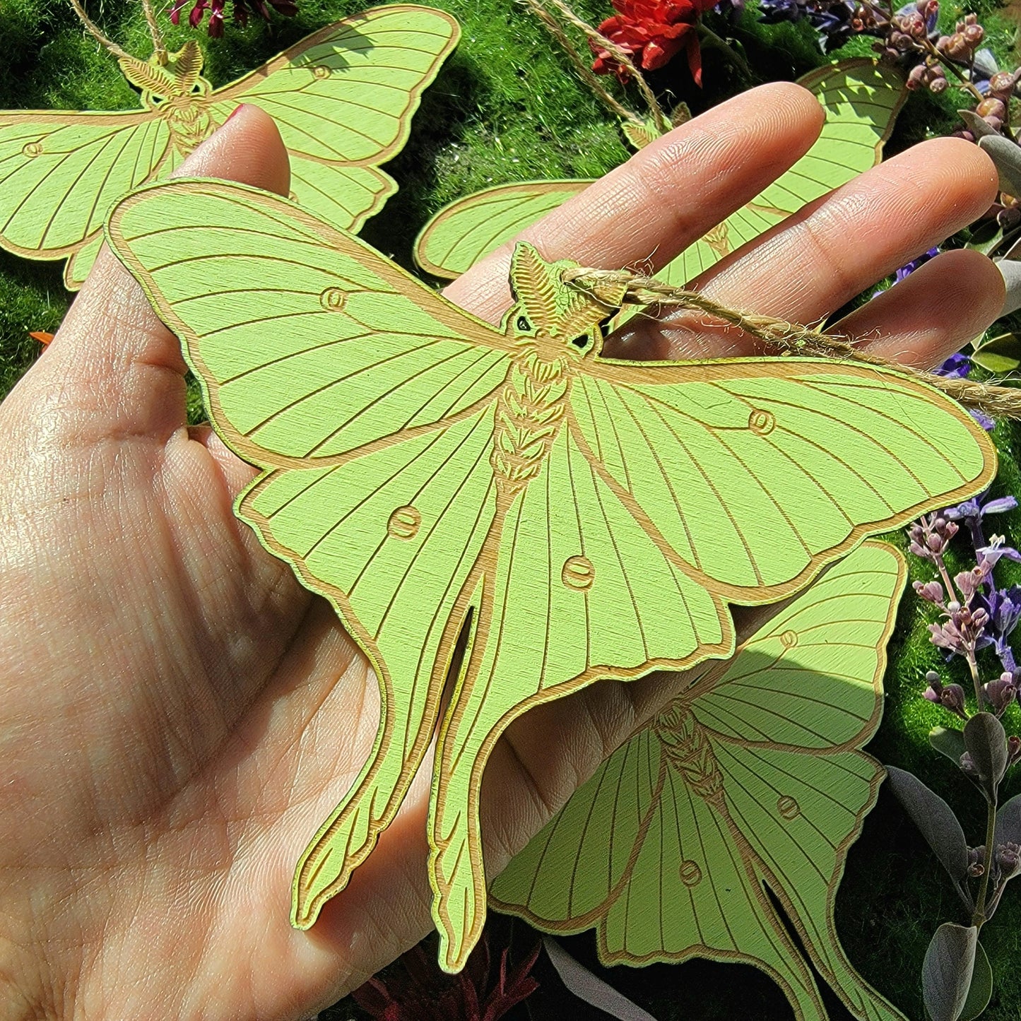 Luna Moth wood ornament | wood wall Art |Green Moth | Actias Luna | American moon moth | giant silk moth |