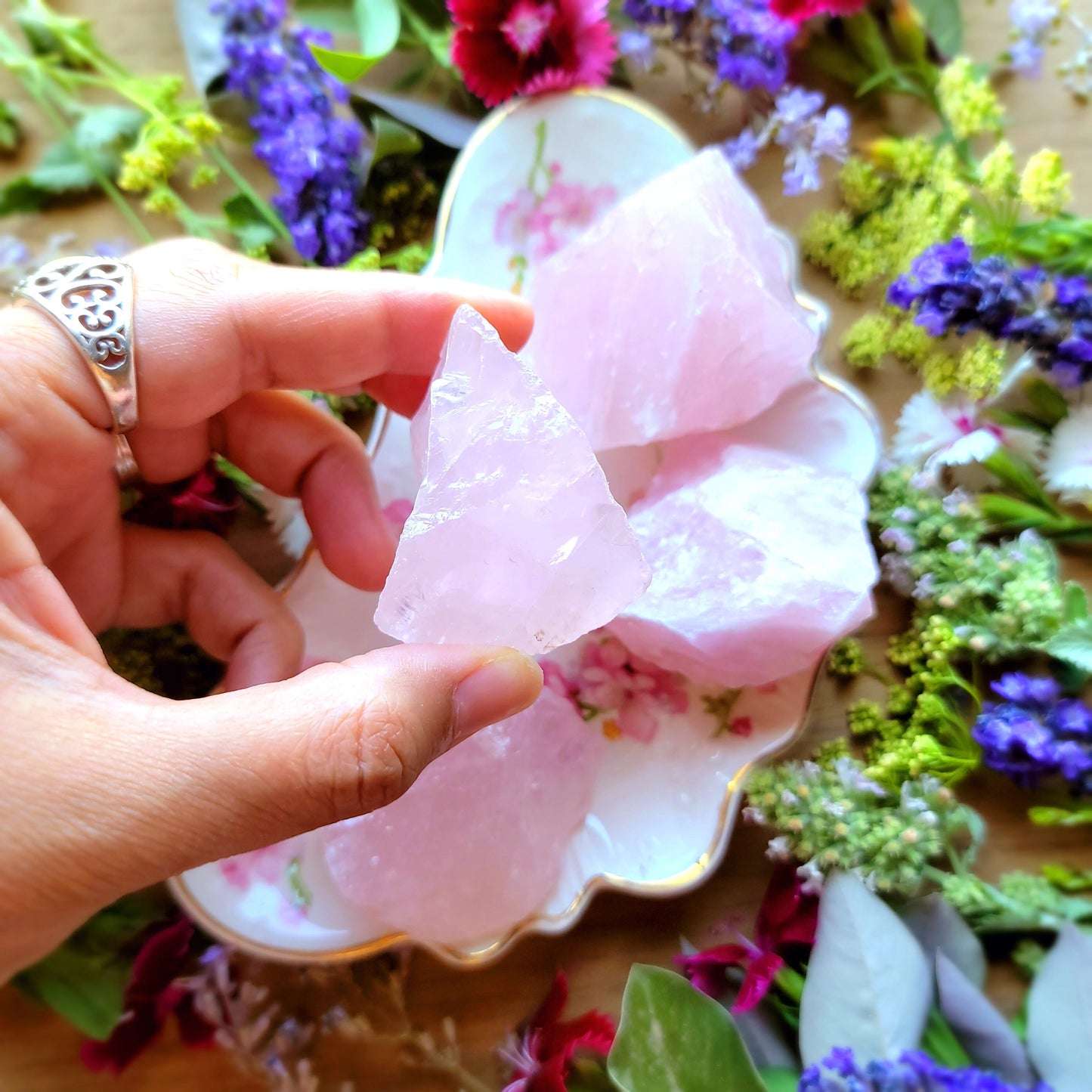 Rose Quartz Raw Crystal Chunk | Grid Gemstone | Natural Gemstones | Meditation | Crystal Grid | Magick | Altar Tool | Heart and Crown Chakra