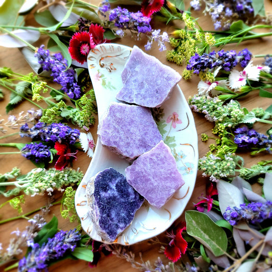 Purple Lepidolite Slice  | Grid Gemstone | Natural Gemstones | Protection | Crystal Grids | Magick | Altar Tool | Crown Chakra | Third Eye