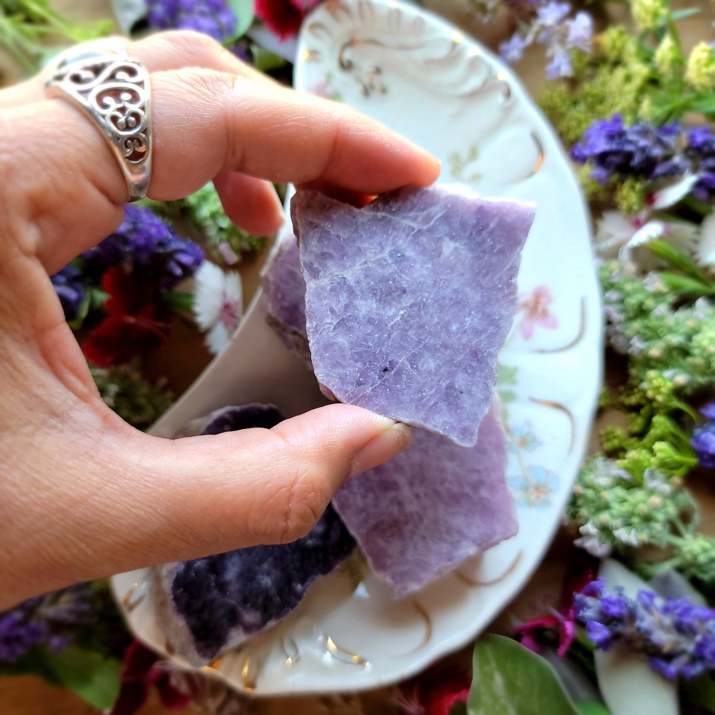 Purple Lepidolite Slice  | Grid Gemstone | Natural Gemstones | Protection | Crystal Grids | Magick | Altar Tool | Crown Chakra | Third Eye