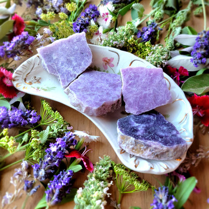 Purple Lepidolite Slice  | Grid Gemstone | Natural Gemstones | Protection | Crystal Grids | Magick | Altar Tool | Crown Chakra | Third Eye