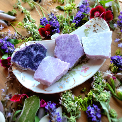 Purple Lepidolite Slice  | Grid Gemstone | Natural Gemstones | Protection | Crystal Grids | Magick | Altar Tool | Crown Chakra | Third Eye