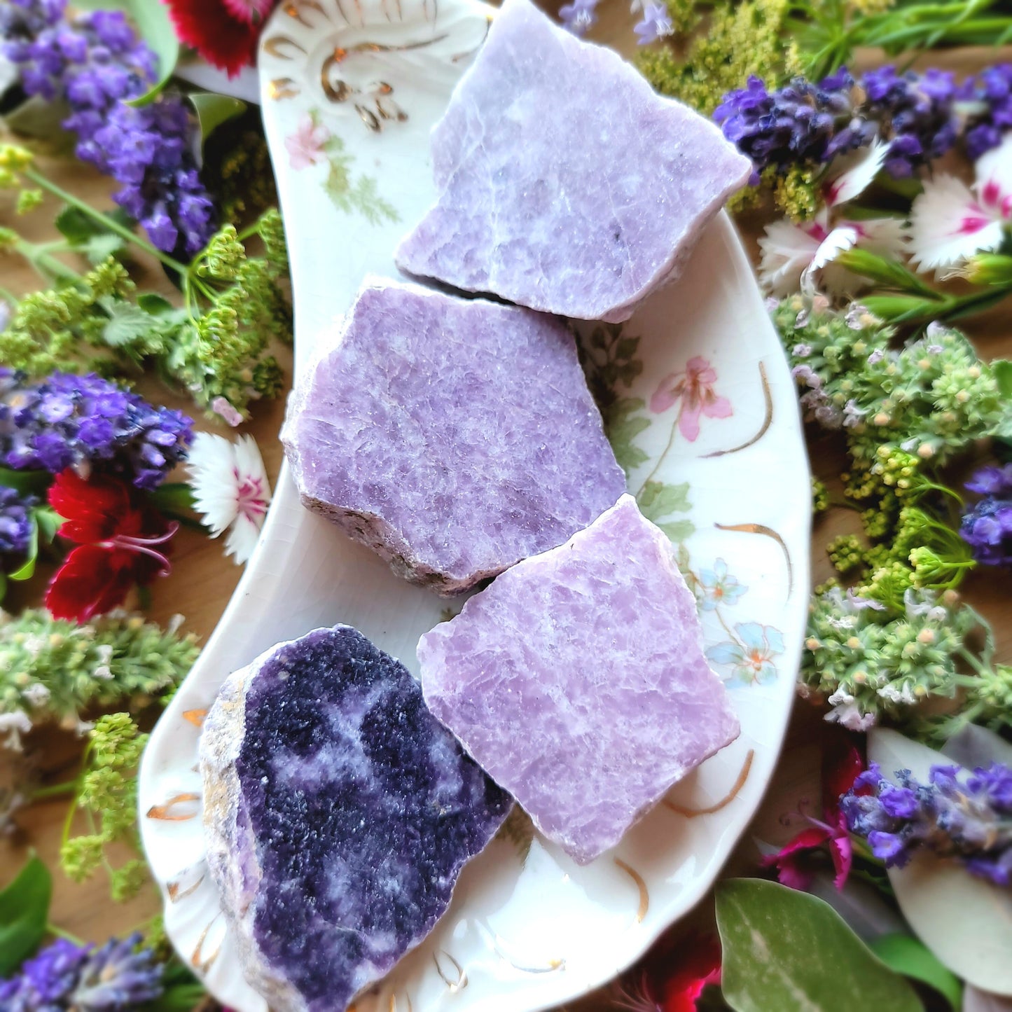 Purple Lepidolite Slice  | Grid Gemstone | Natural Gemstones | Protection | Crystal Grids | Magick | Altar Tool | Crown Chakra | Third Eye