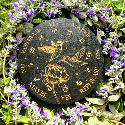 Hummingbird and Rose pendulum board | laser engraved | divination | scrying | dowsing | witch board