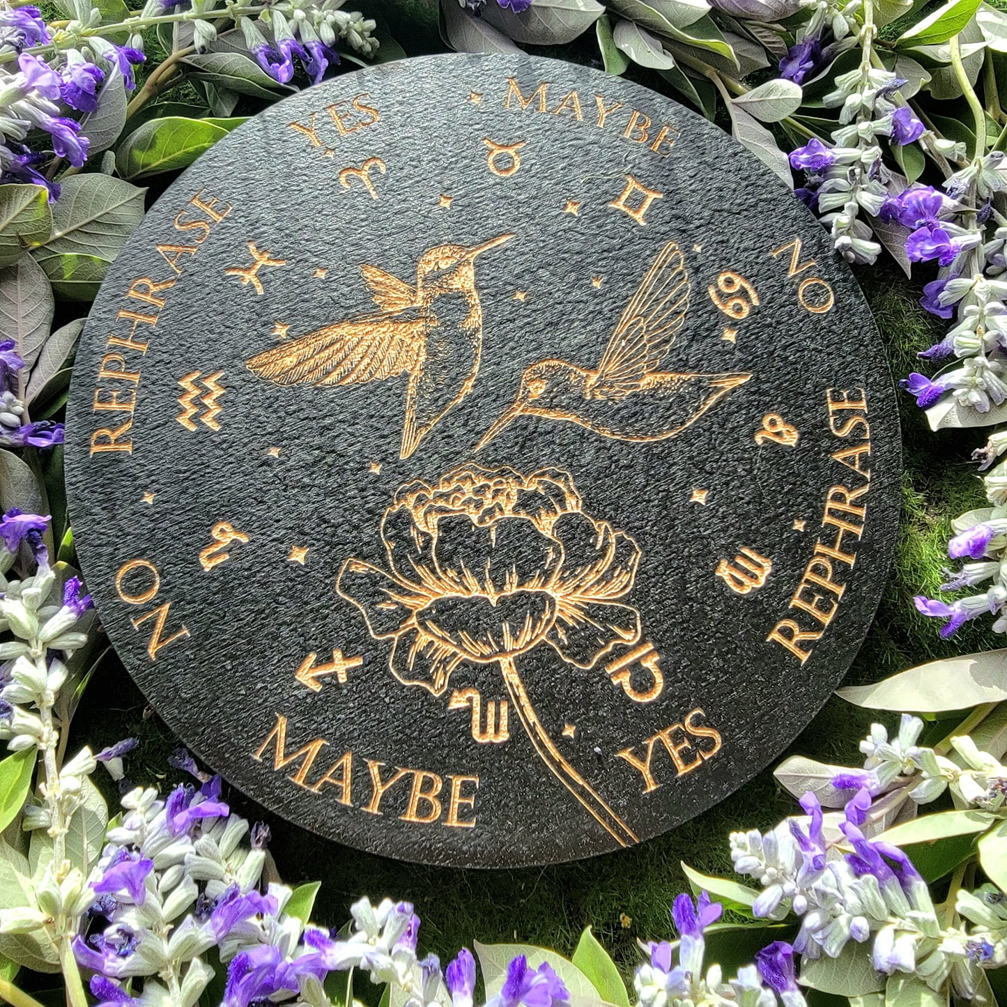 Hummingbird and Rose pendulum board | laser engraved | divination | scrying | dowsing | witch board