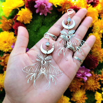 Moth and Moon Opalite Stainless Steel earrings