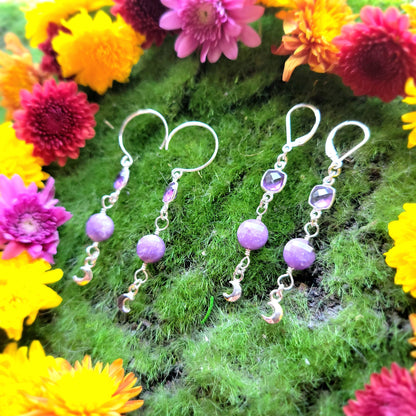 Amethyst and Lepidolite Sterling Silver earrings