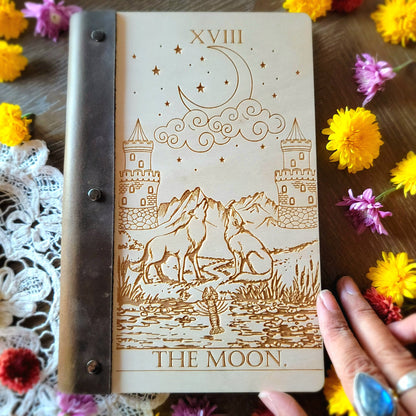 THE MOON Grimoire | Tarot card design | book of shadows | spells | dream journal notebook | sketchbook | junk journal scrapbook | witchy