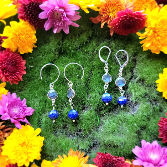 Labradorite and Lapis Lazuli Sterling Silver earrings