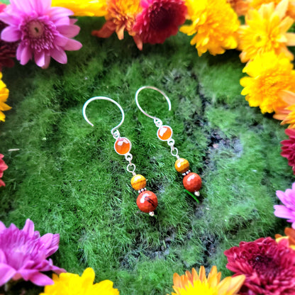 Carnelian, Mookite and Jasper Sterling Silver earrings