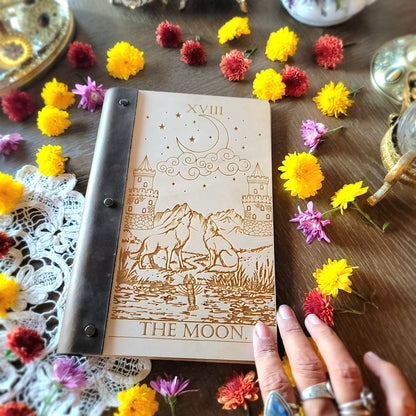 THE MOON Grimoire | Tarot card design | book of shadows | spells | dream journal notebook | sketchbook | junk journal scrapbook | witchy