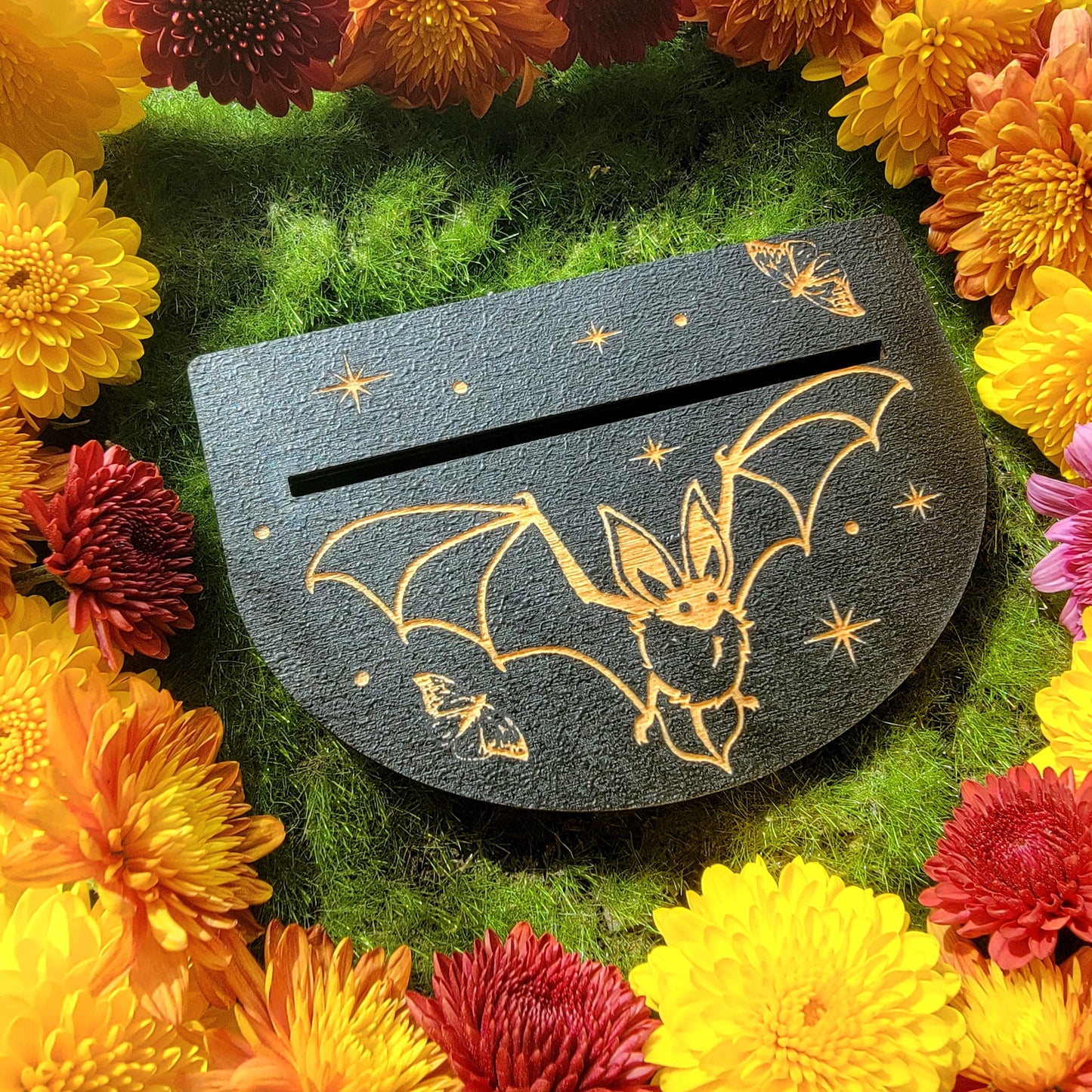 Bat Tarot card stand | laser engraved | divination | Oracle card display | Affirmation card holder | Gift for witch |