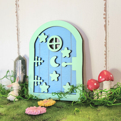 Blue Fairy Door | Wood Pixie Door | Elf Door | Fae | Woodland creature | Forest spirit