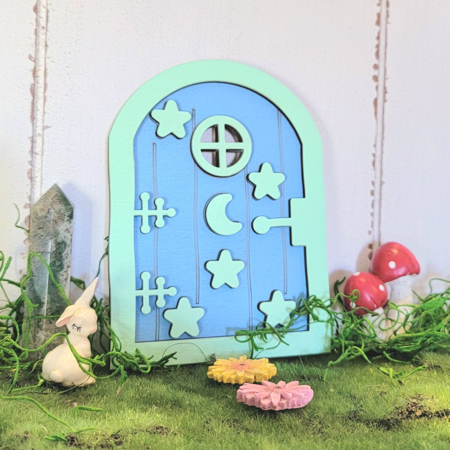 Blue Fairy Door | Wood Pixie Door | Elf Door | Fae | Woodland creature | Forest spirit