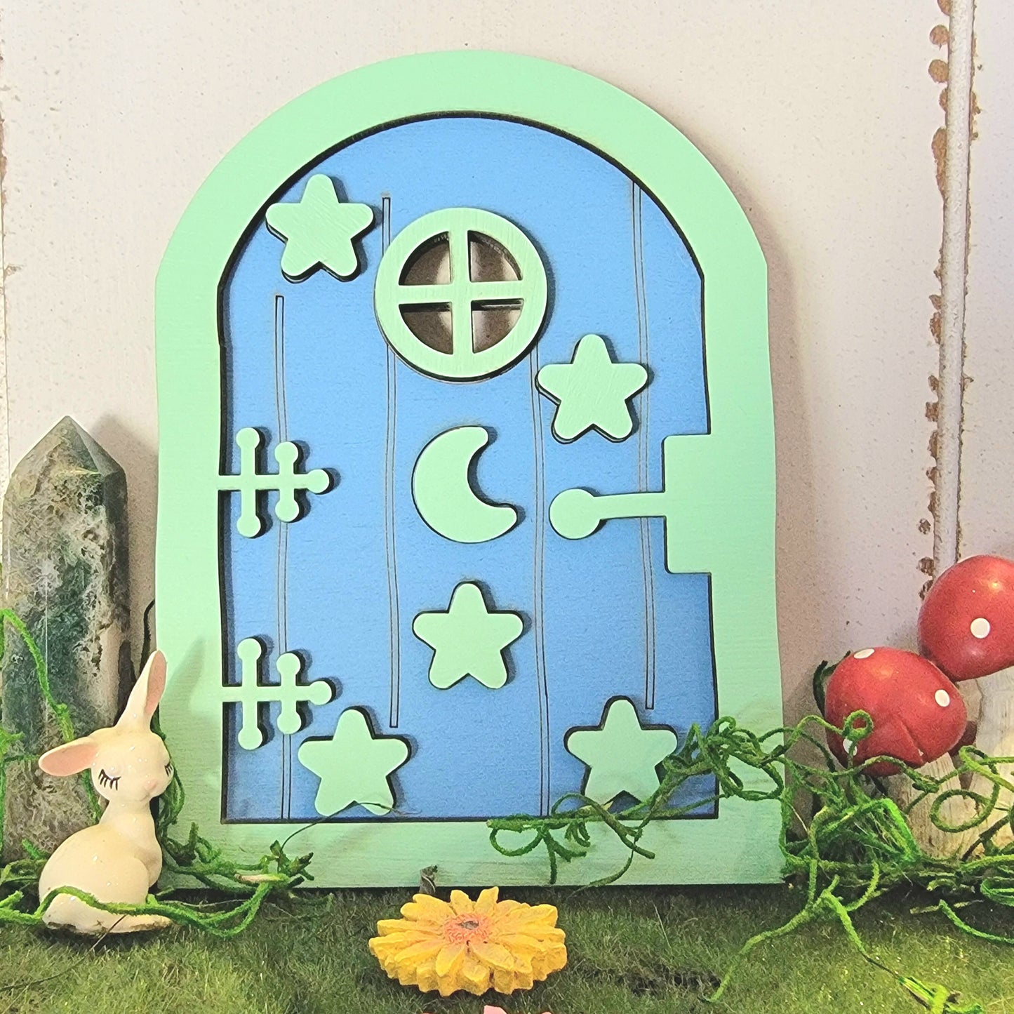 Blue Fairy Door | Wood Pixie Door | Elf Door | Fae | Woodland creature | Forest spirit