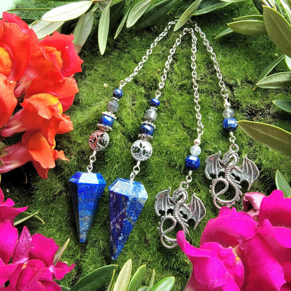 Lapis Lazuli Dragon Pendulum | Tree of Life | Labradorite | dowsing | divination |