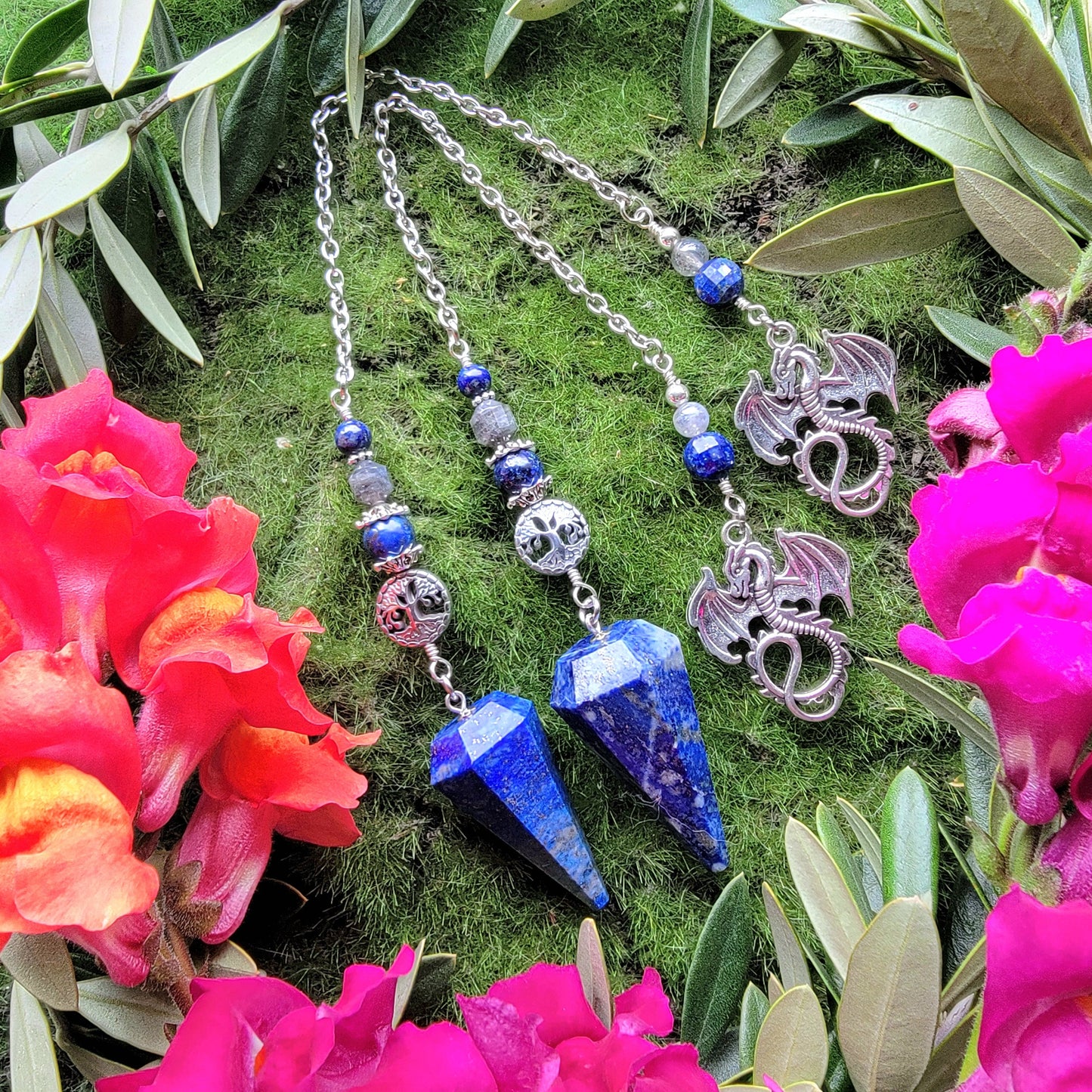 Lapis Lazuli Dragon Pendulum | Tree of Life | Labradorite | dowsing | divination |