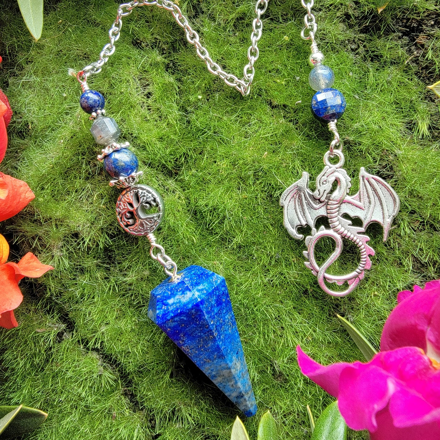 Lapis Lazuli Dragon Pendulum | Tree of Life | Labradorite | dowsing | divination |