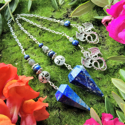 Lapis Lazuli Dragon Pendulum | Tree of Life | Labradorite | dowsing | divination |