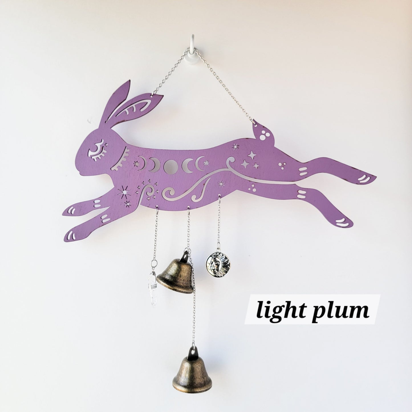 Bunny Witch Bells wood wall decor hanging |Wood Wall art | Witchy decor | Bunny Decor | Ostara Spring Altar | Easter| Halloween | Samhain