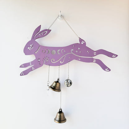 Bunny Witch Bells wood wall decor hanging |Wood Wall art | Witchy decor | Bunny Decor | Ostara Spring Altar | Easter| Halloween | Samhain