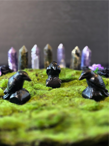 Hand Carved Obsidian Raven | Guardian of Wisdom & Intuition