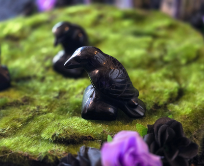 Hand Carved Obsidian Raven | Guardian of Wisdom & Intuition