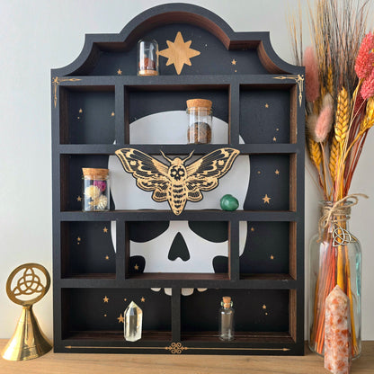 Death Head Moth Apothecary Shelf | Crystal Shelf | oddities display | crystal storage | crystal shelves