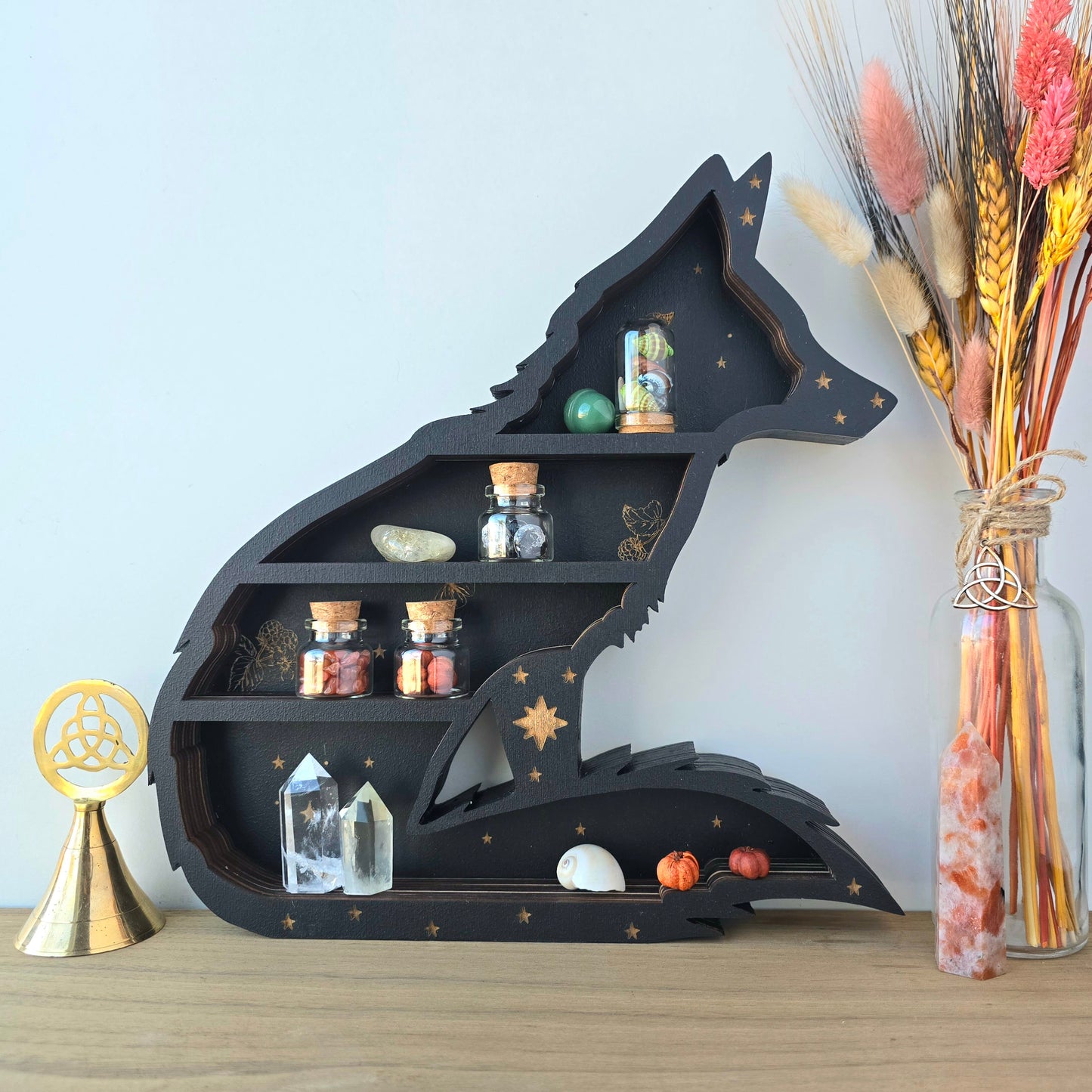 Wood Fox shelf | Crystal Shelf | oddities display | crystal storage | crystal shelves