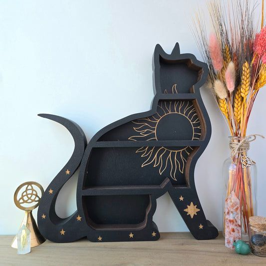 Wooden Cat shelf | Crystal Shelf | Oddities display | crystal storage | crystal shelves