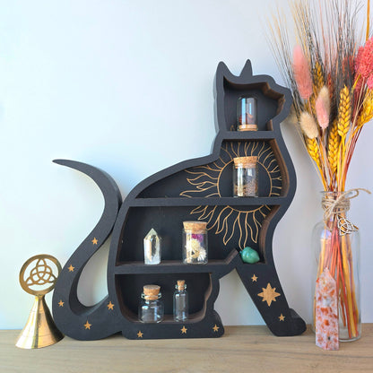 Wooden Cat shelf | Crystal Shelf | Oddities display | crystal storage | crystal shelves