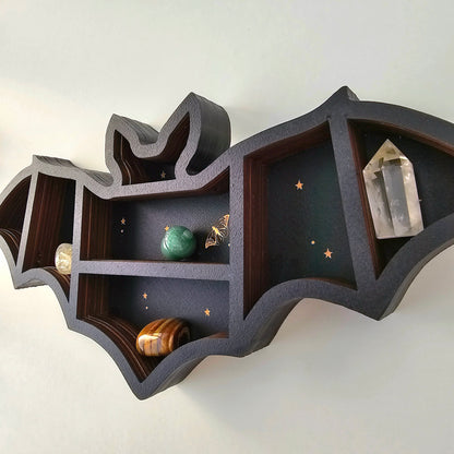 Wood Bat Shelf | Crystal Shelf | oddities display | crystal storage | crystal shelves