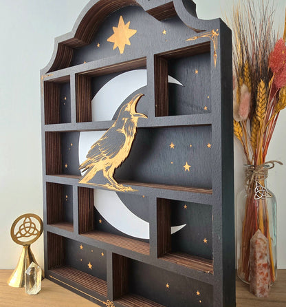 Wooden Raven Apothecary Shelf | Crystal Shelf | display | crystal storage | crystal shelves